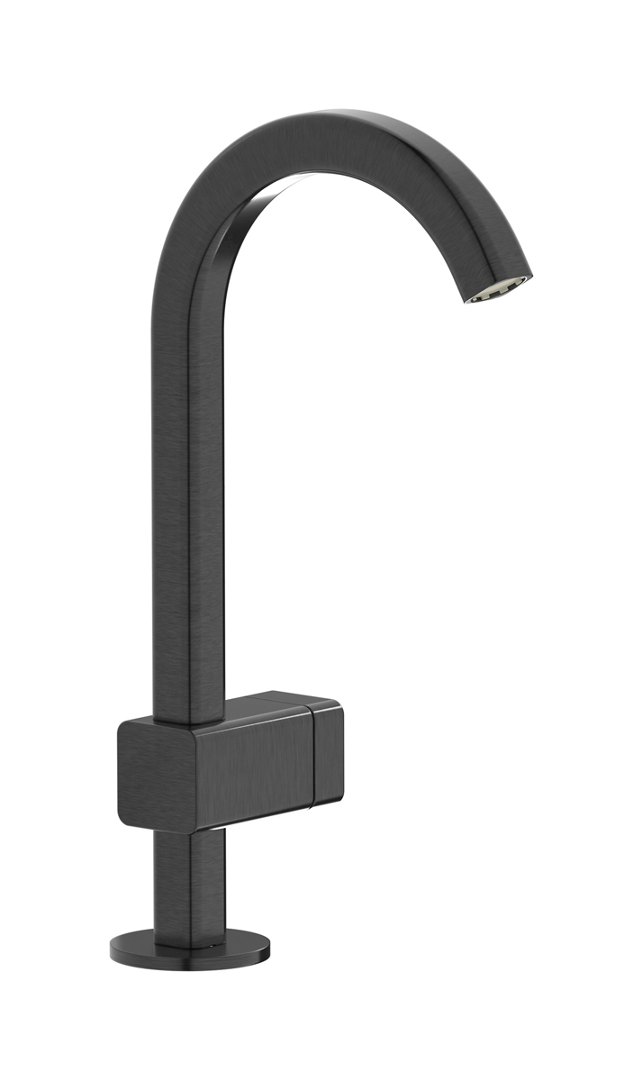 Монорычажный прогрессивный смеситель на раковину в комплекте с донным клапаном. WE ARE IB eo200cs_1 Brushed Black Chrome Elio