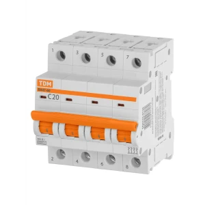 Автоматический выключатель TDM Electric ВА47-60 4Р C20 A 6 кА 89347164 STLM-2091794