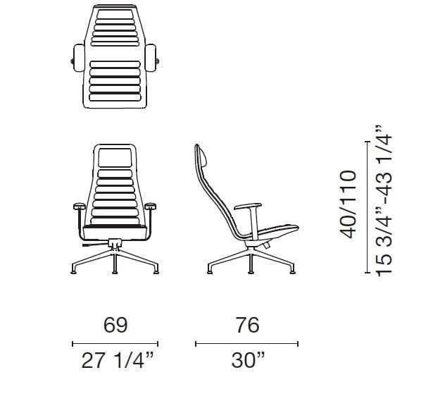 4-спицевое тканевое вращающееся офисное кресло CAPPELLINI ARCH-00036722 - Вид №9