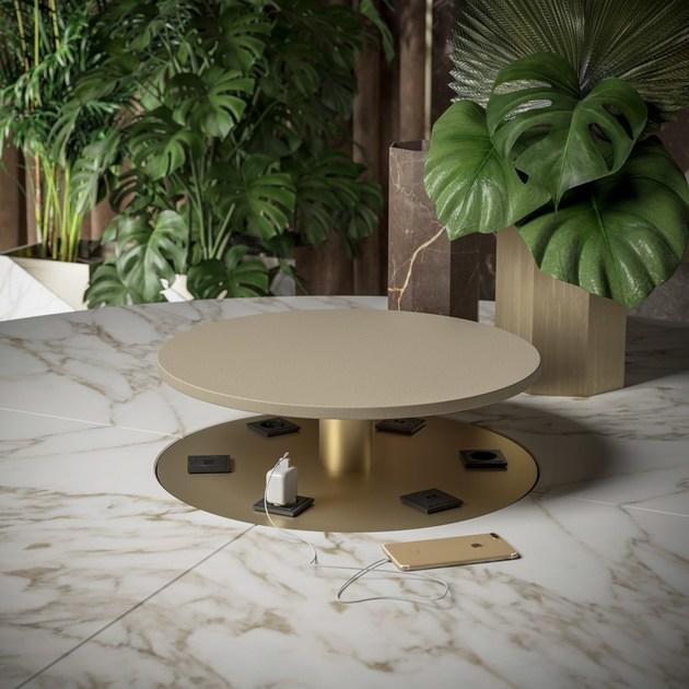 PROF Круглый стол для переговоров из мрамора с кабельной разводкой Block 2.0 sun-id-1510053 - Вид №3