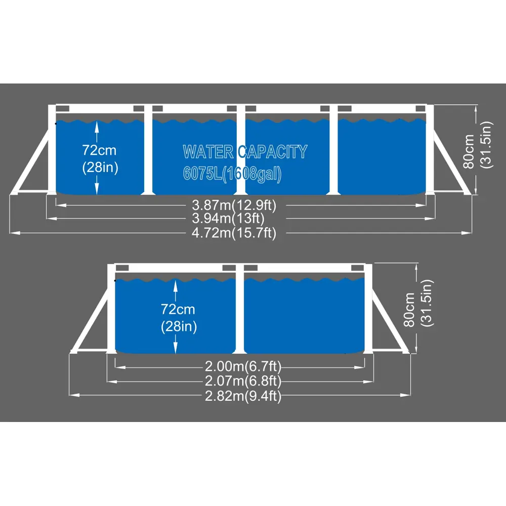 Каркасный бассейн Avenli прямоугольный 6075 л с насосом 89335103 STLM-1568604 - Вид №5