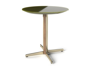 Высокий круглый журнальный столик со стеклянной столешницей и 4-спицевым основанием