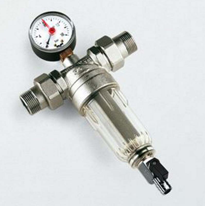 Фильтр промывной с манометром, с разъемными соединениями,пластиковой колбой TIEMME 1"1/4 3130011