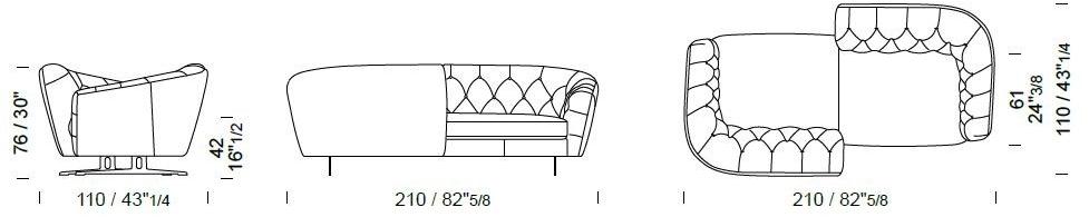 Borzalino Стеганый модульный диван из ткани New kap sun-id-1467134 - Вид №2