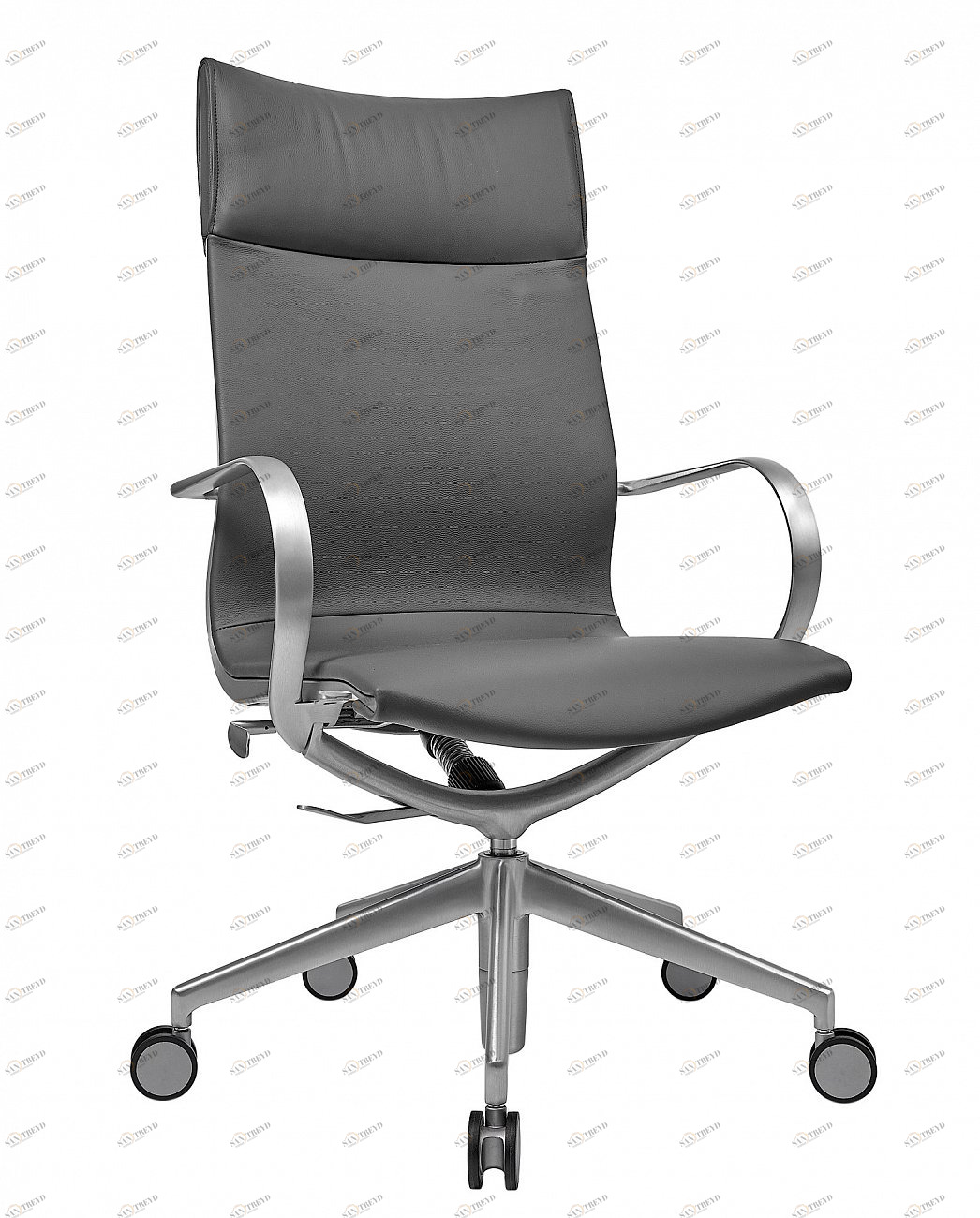 Кресло офисное кожаное с алюминиевыми подлокотниками 106х51 см серое Mercury HB SOHO DESIGN ДИЗАЙНЕРСКИЕ 00-3886284 Серый 