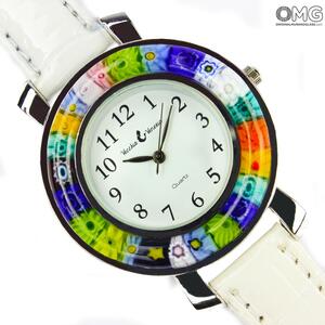 2928 ORIGINALMURANOGLASS Наручные часы Унисекс - белые - миллефиори - Original Murano Glass OMG 23 см