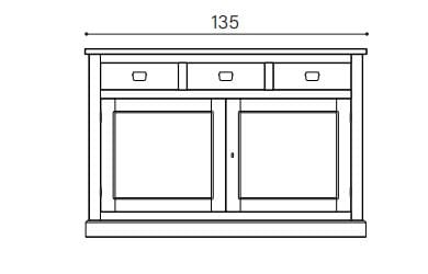 Шкаф с 2 дверцами и 3 ящиками из массива дерева Devina Nais English ARCH-00138674
