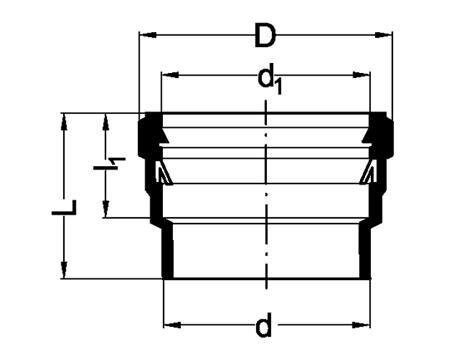 SANIT 840611210 Розетка, ПЭ слив, короткое, с прокладкой, стопорное кольцо и колпачок  - Вид №1