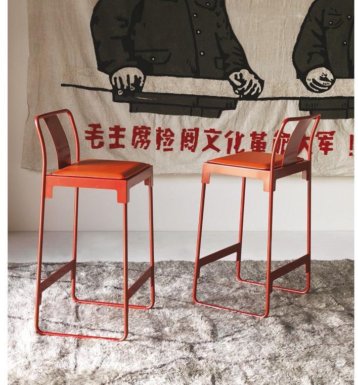 Driade Высокий табурет из стали с порошковым покрытием со спинкой Mingx sun-id-1433956 - Вид №3