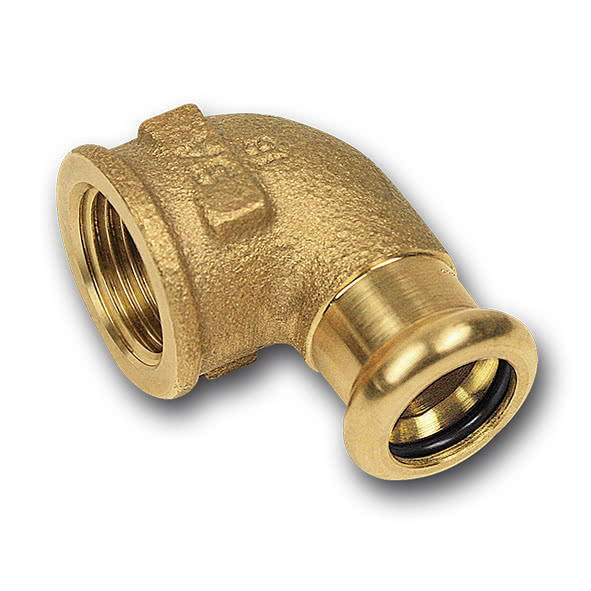 1809035114 SANHA 8090G пресс-фитинг, бронза, угловой переход ВПр-ВР 35x11/4 мм  - Вид №1