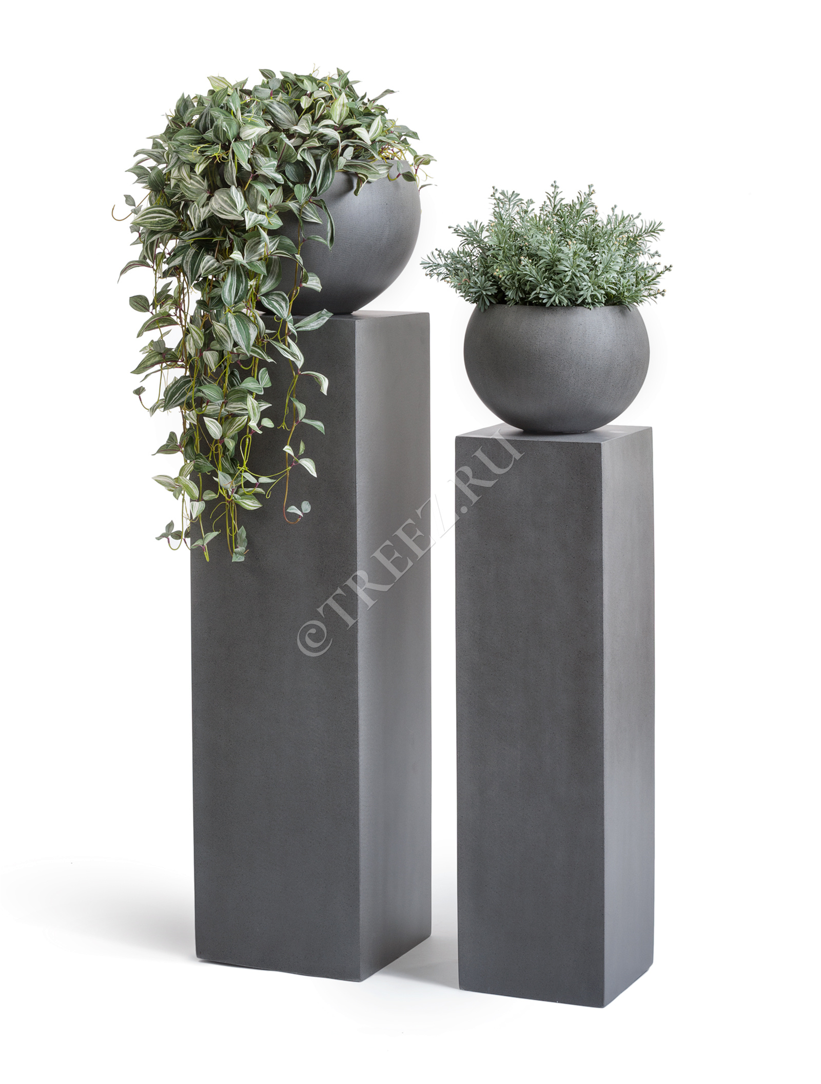 41.3318-02-018-GR-32 Кашпо  Effectory - серия Beton - Полусфера - Тёмно-серый бетон Цветочная коллекция  - Вид №8