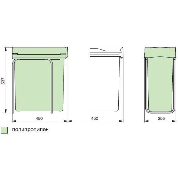Система сортировки мусора ALBIO 25 40L серый пластик Alveus 211958 - Вид №2