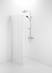 58900080 Гнутая дверь IFO Space SBVK, белые лакированные профили, прозрачное стекло с профилем ручки, SBVK 900