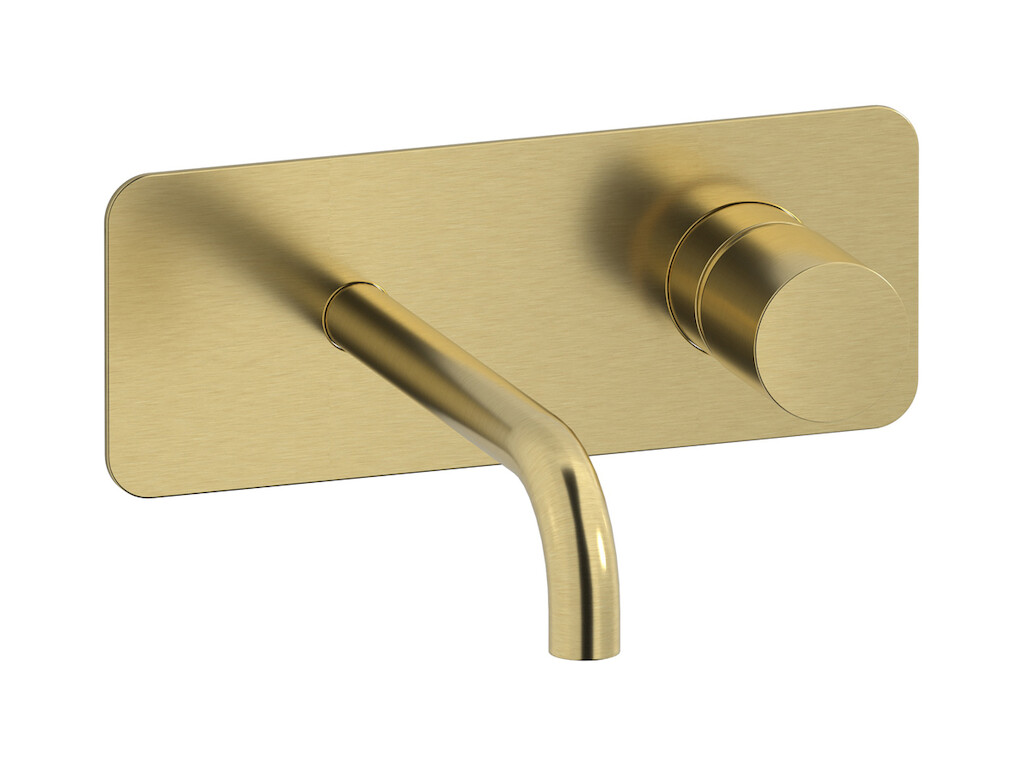 Встроенный в стену смеситель для раковины на 2 отверстия в комплекте с донным клапаном WE ARE IB rr206is Brushed Pale Gold Brera