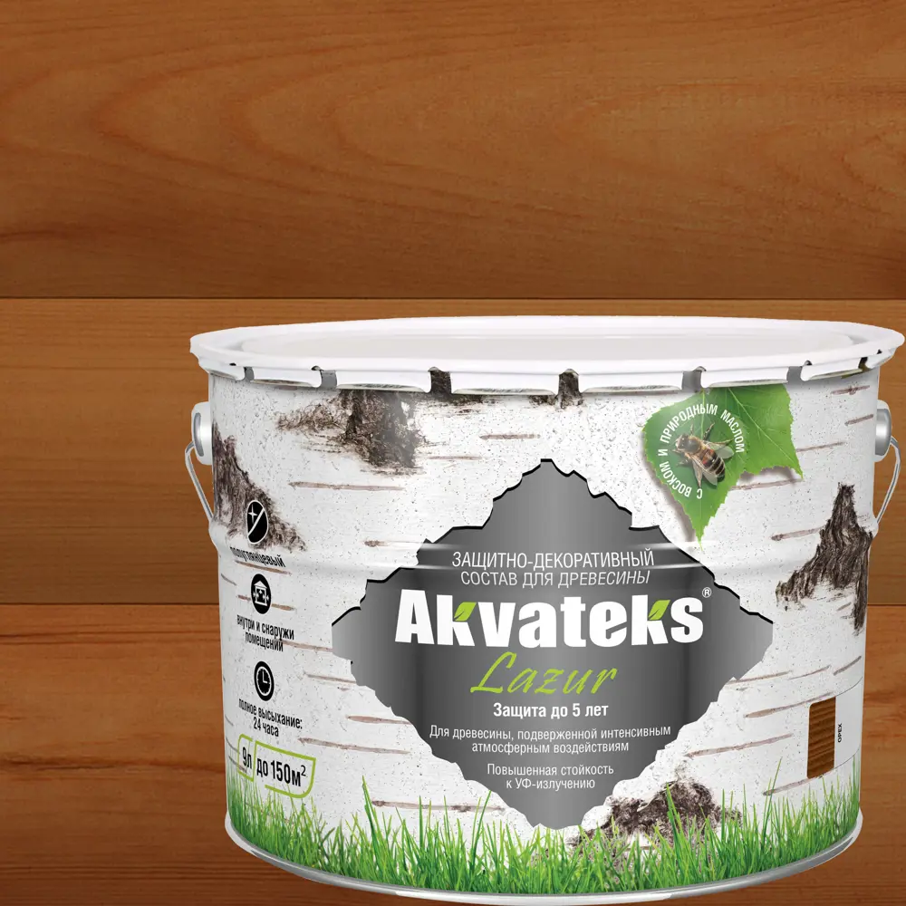 АКВАТЕКС Антисептик для древесины защитно-декоративный орех 9 л 84863532