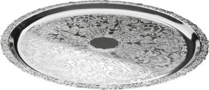 10611763 Queen Anne Поднос круглый Queen Anne 35см, сталь, посеребрение Сталь нержавеющая с посеребрением