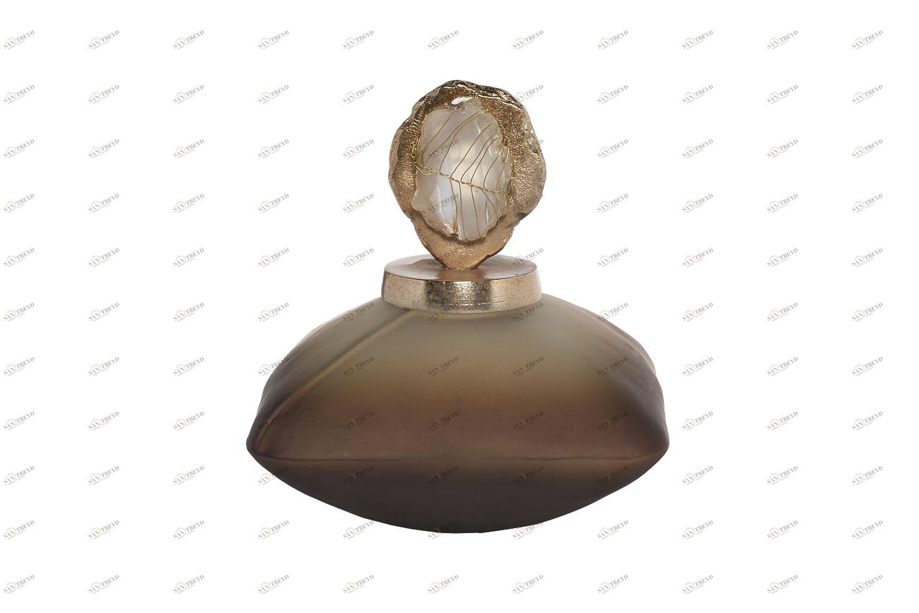 Ваза декоративная стеклянная с крышкой 23х21 см "Флакон" GARDA DECOR ФЛАКОНЫ 00-3861208 Бронза;золото;коричневый 