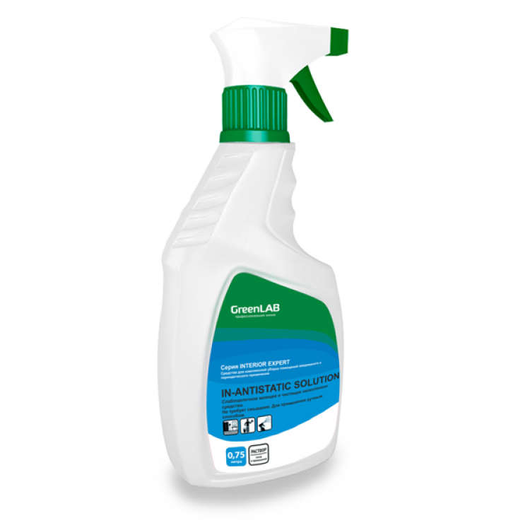 IN-022/05 GreenLAB IN - ANTISTATIC SOLUTION, 0.75 л - для комплексной уборки помещений и снижения их последующего загрязнения 
