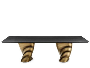 Деревянный прямоугольный стол с металлическим основанием