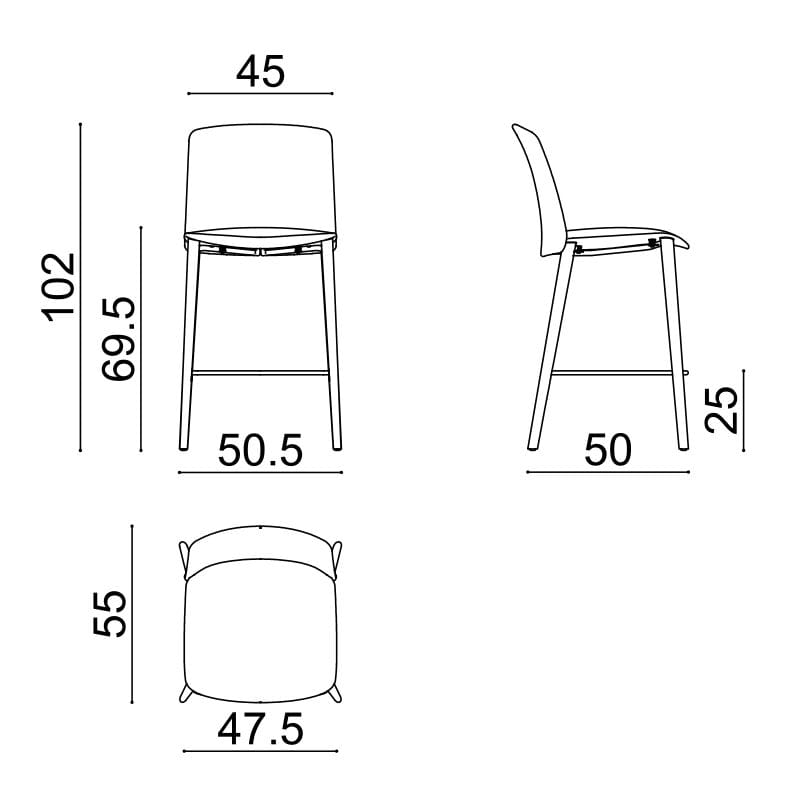Кожаный и тканевый табурет с деревянными ножками Arper Mixu 02 ARCH-00080352 - Вид №3