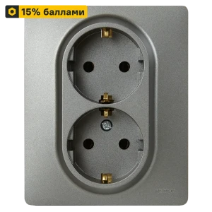 LEXMAN LILIAN - двойная розетка с заземлением в цвете Титан 86761331