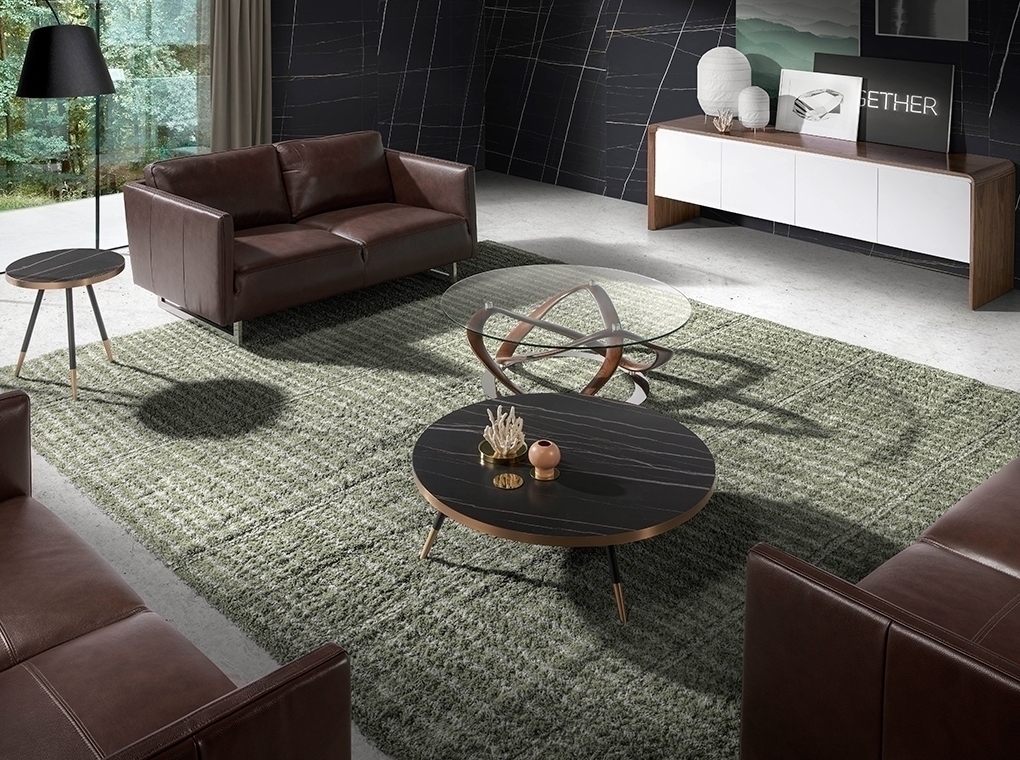 102078 Круглый журнальный столик из стали и мрамора -3AA Angel Cerda CT1015  - Вид №1