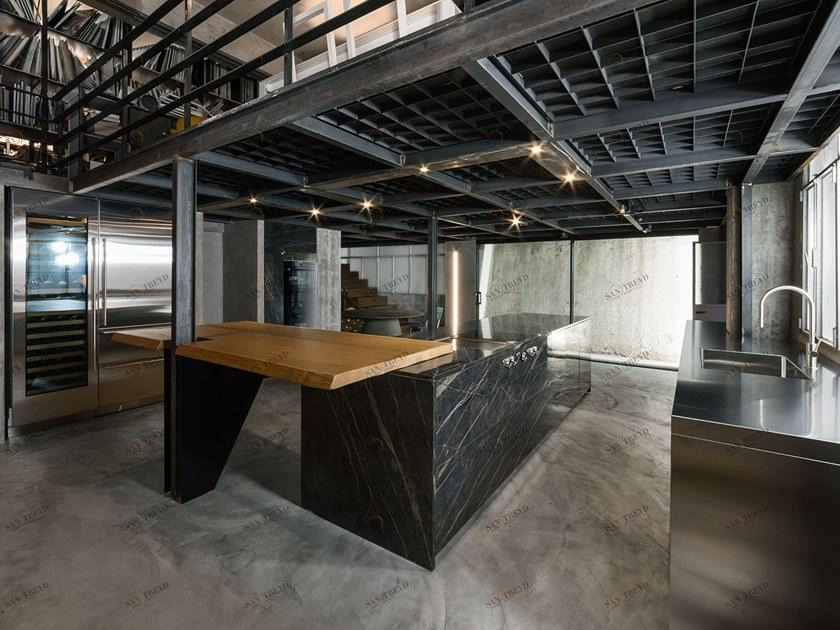 TM Italia Cucine Линейная кухня с духовкой колонкой и островом D90 sun-id-1492765