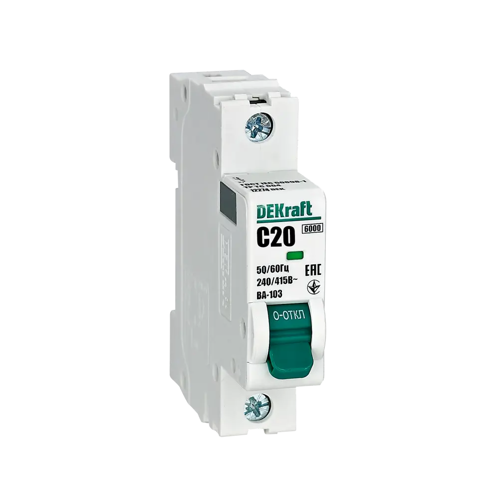 Автоматический выключатель DEKraft ВА-103 1P C20A для защиты электросетей 84509371 STLM-0050948