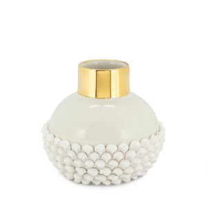 201036-18 ABHIKA ВАЗА ИМПЕРО КРУГЛАЯ WHITE/GOLD