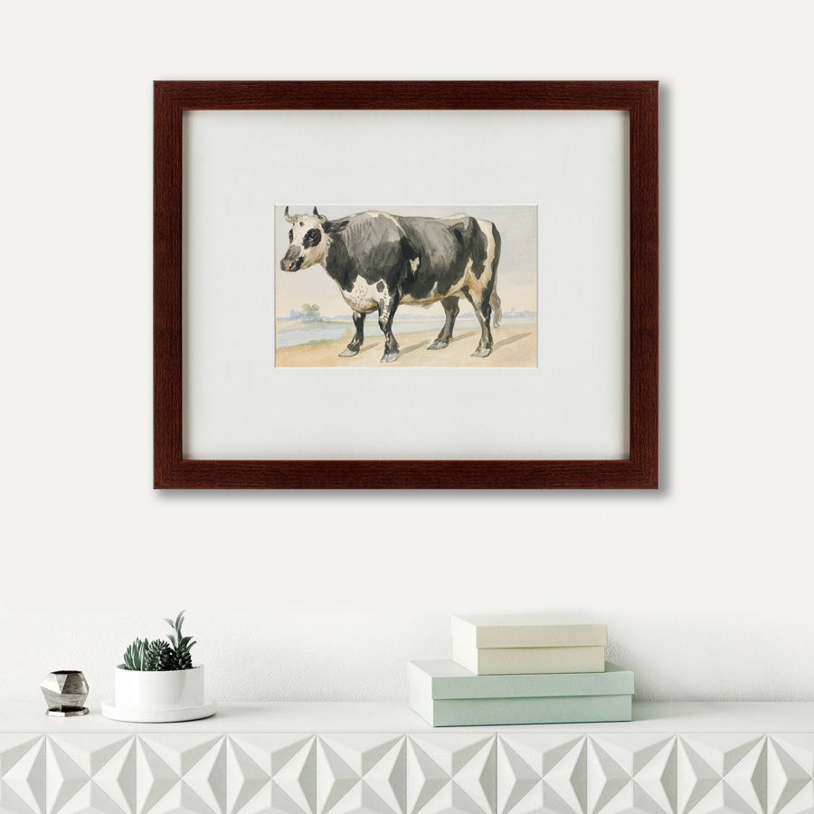 Литография на тонированной бумаге 42х52 см A Friesian bull, 1780 КАРТИНЫ В КВАРТИРУ  135681 Белый;коричневый;разноцветный  - Вид №1