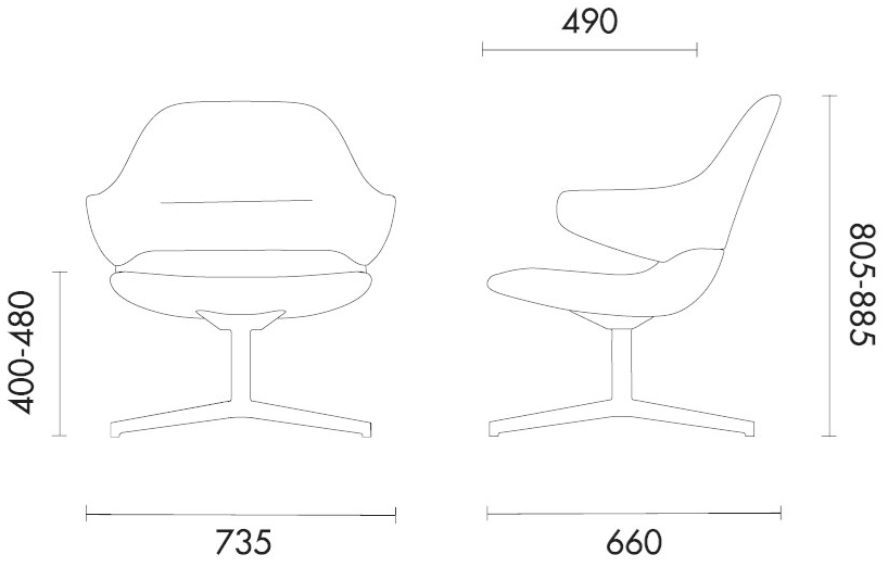 Grado Design Поворотное кожаное кресло с 4-мя спицами и подлокотниками Hug Hug-ch-01 - Вид №4