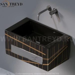 L116416G Подвесная раковина настенная прямоугольная A. e T. Italia Tower черная