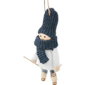 87036535 Елочная игрушка Лыжник 14x6 цвет синий STLM-1412969