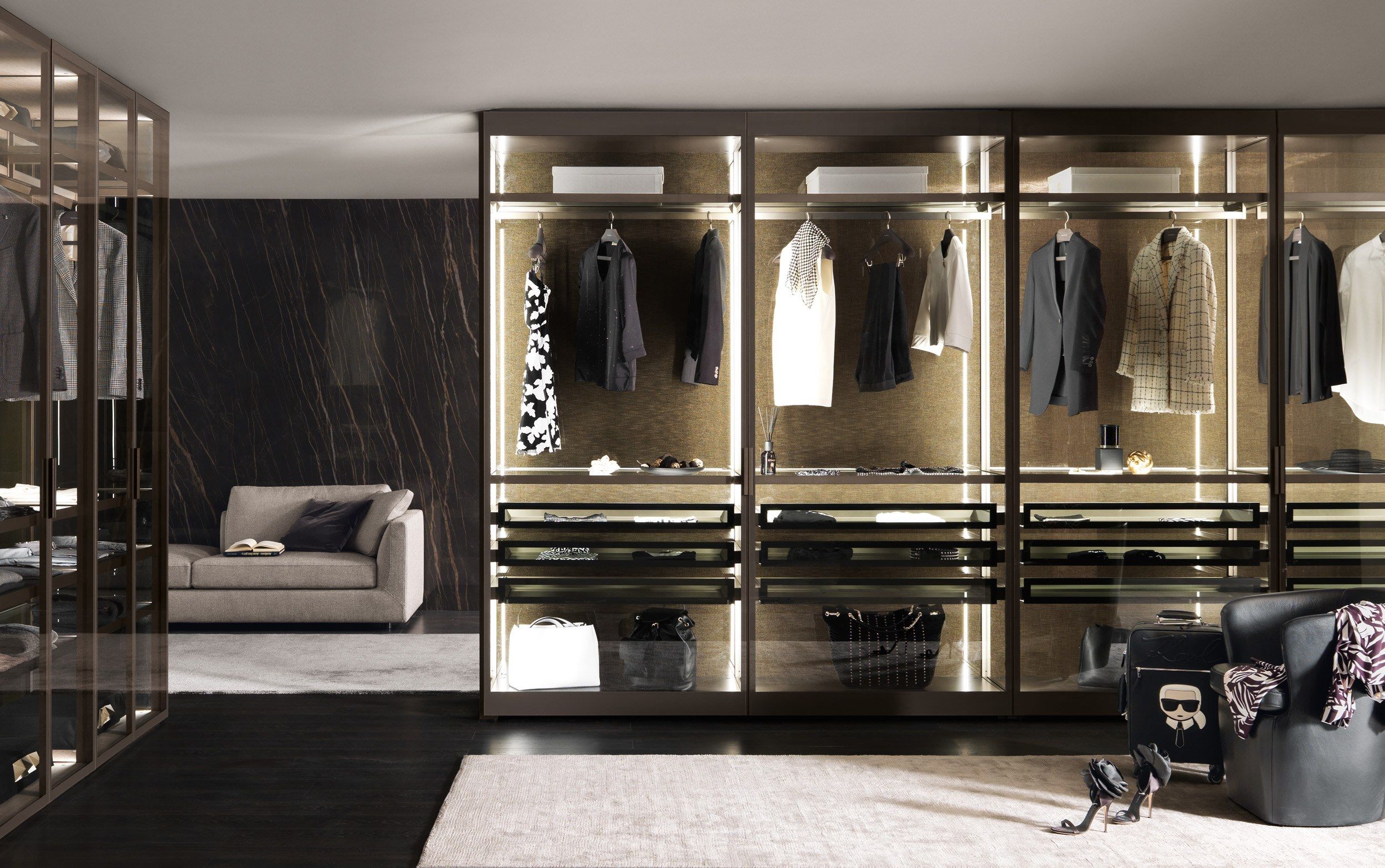 Модульная угловая гардеробная со встроенным освещением MisuraEmme PALO ALTO ARCH-00060708 - Вид №1