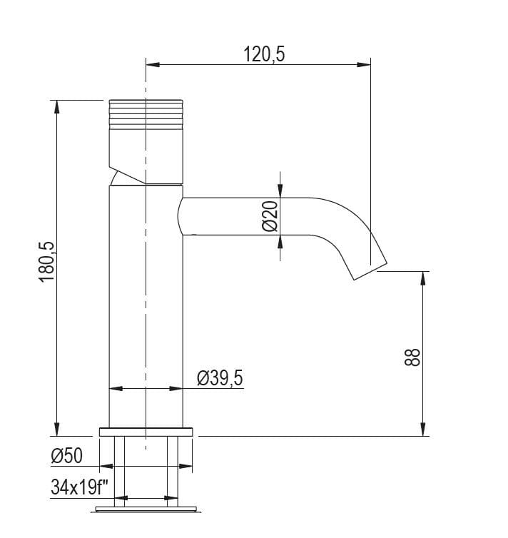 Однорычажный смеситель для раковины из нержавеющей стали с аэратором Tubico Loira ARCH-00115162 - Вид №1