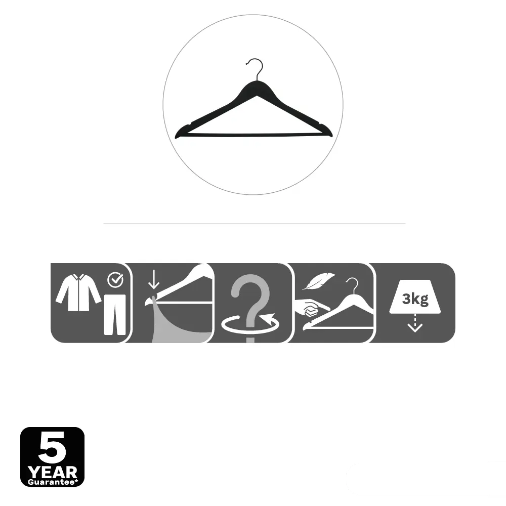 Плечики для одежды KONSENSA 44.5 см дерево цвет черный 4 шт Плечики деревянные STLM-2207099 - Вид №5