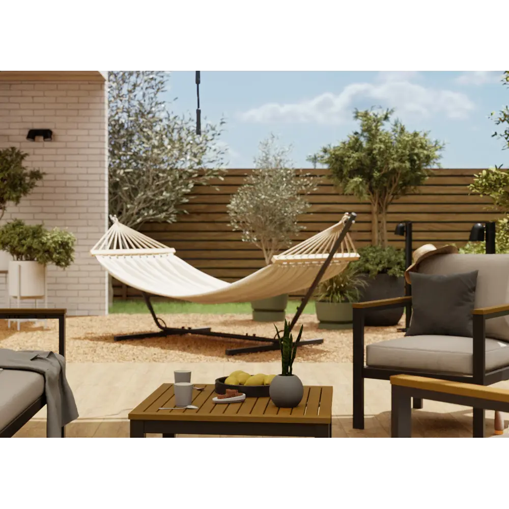 Гамак садовый 100x200 см, поликоттон/дерево, цвет бежевый Santreyd STLM-2117001 - Вид №4