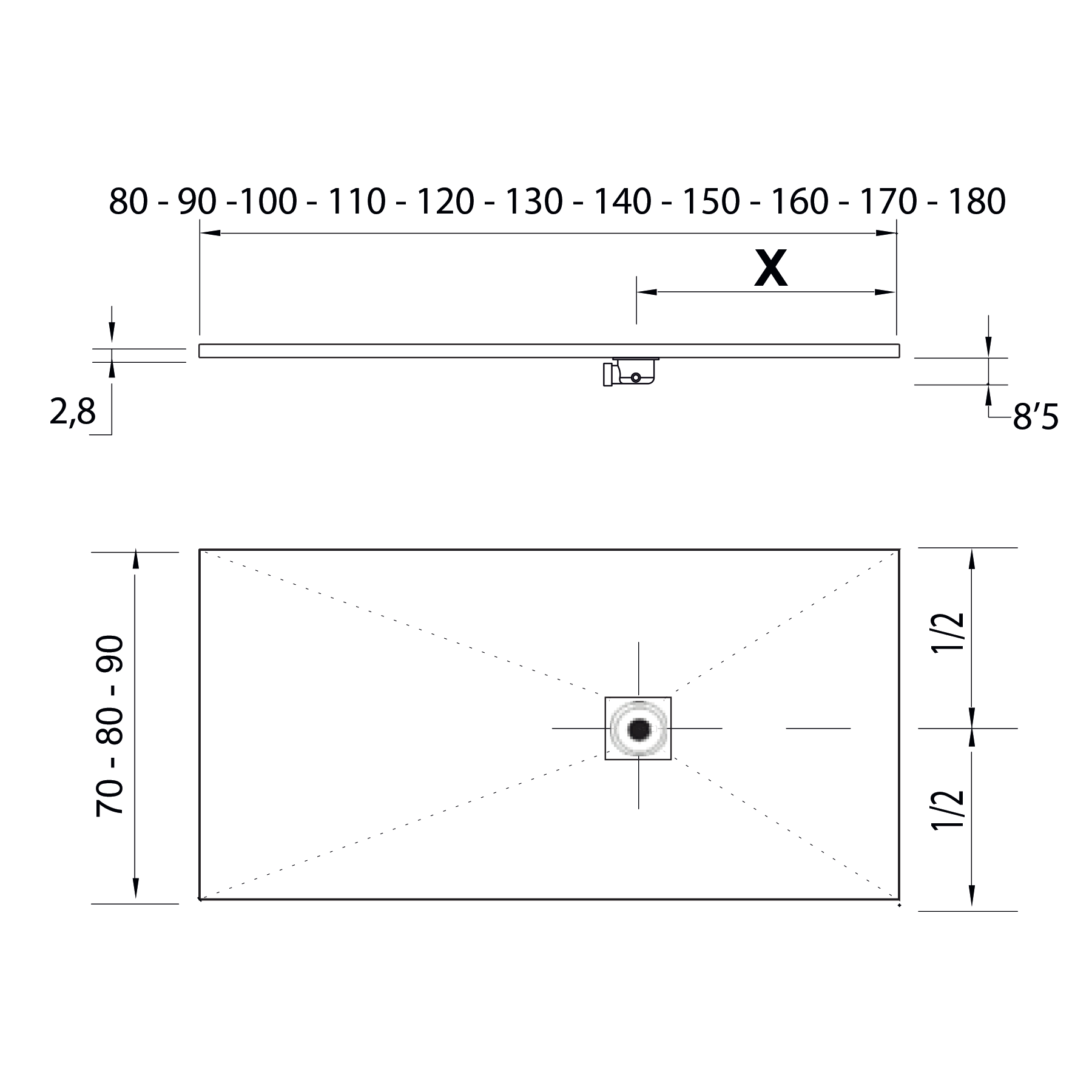 23600 SALGAR Поддон для душа RIOJA SAND 800 x 1200 мм  - Вид №2