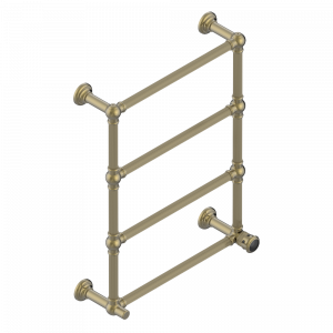 U7D-TWF4H1 Полотенцесушитель Традиционный каннелированный, 4 перекладины, 625 мм x 825 мм, водяной, с 1 декоративной крестовой рукояткой Thg-paris Trocadéro c чёрным ониксом Бронза