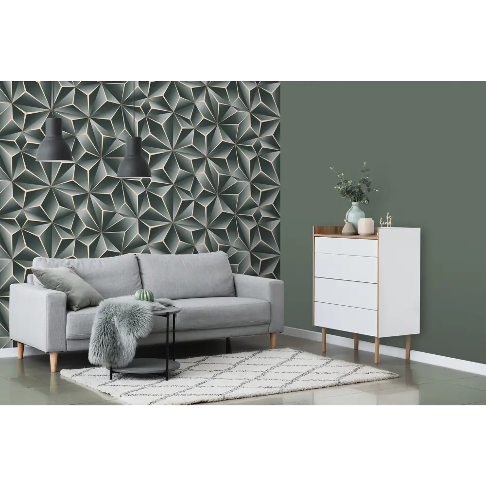 Обои флизелиновые Ateliero Kaleidos зеленые 1.06 м AT88187-05 Kaleidoscope STLM-2139646 - Вид №4