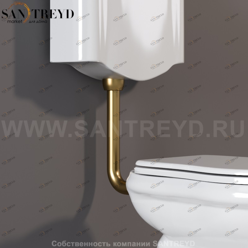 757191 Труба для низкого бачка(ранец) из латуни. Retro Kerasan