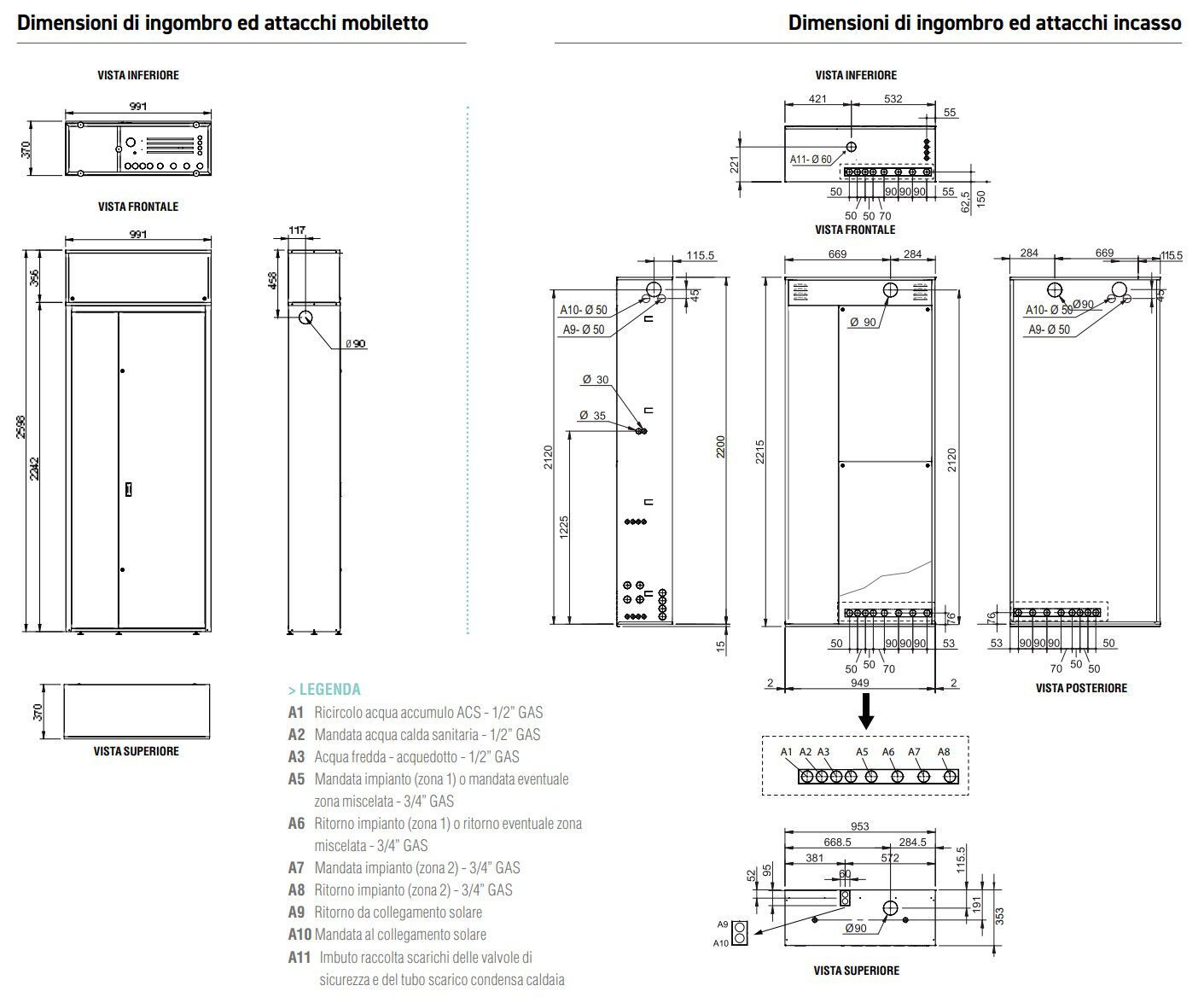 Реверсивные тепловые насосы воздух-вода для встраиваемой сплит-установки Lamborghini CaloreClima Idola ARCH-00138916 - Вид №2