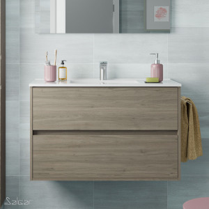 85082 SALGAR Мебель для умывальника NOJA 1000 ETERNITY OAK + Раковина Робл Вечность