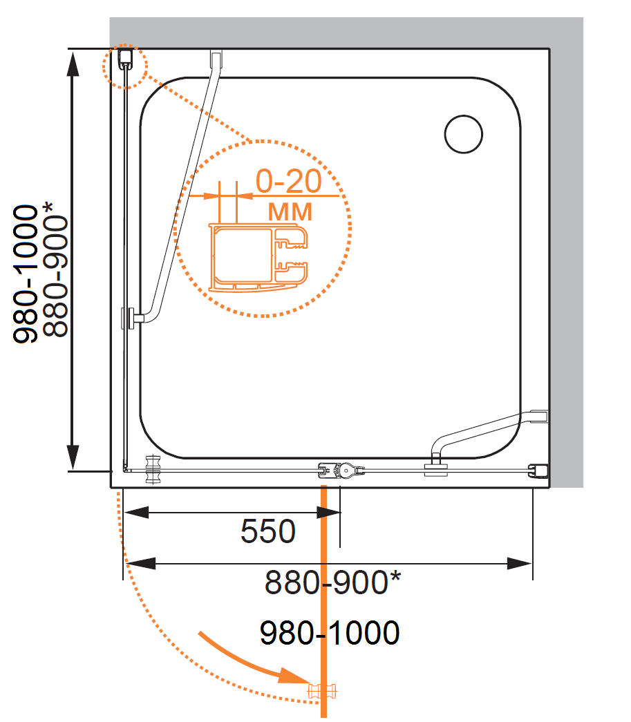 Душевой уголок CEZARES ELENA-W-A-12-90-P-Cr-L - Вид №5