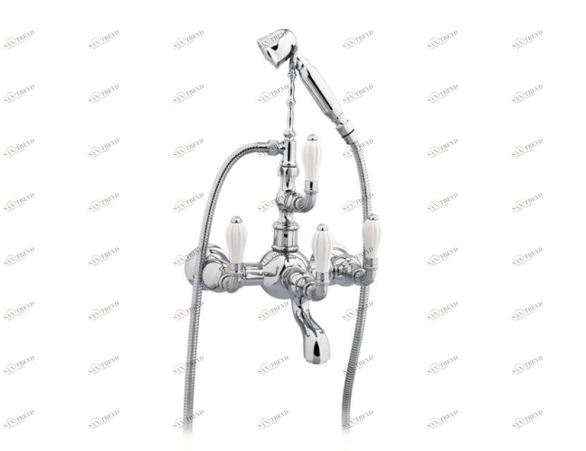 035516.000.62 Душевой набор для ванны с фарфором Сатин никель Mestre Artica