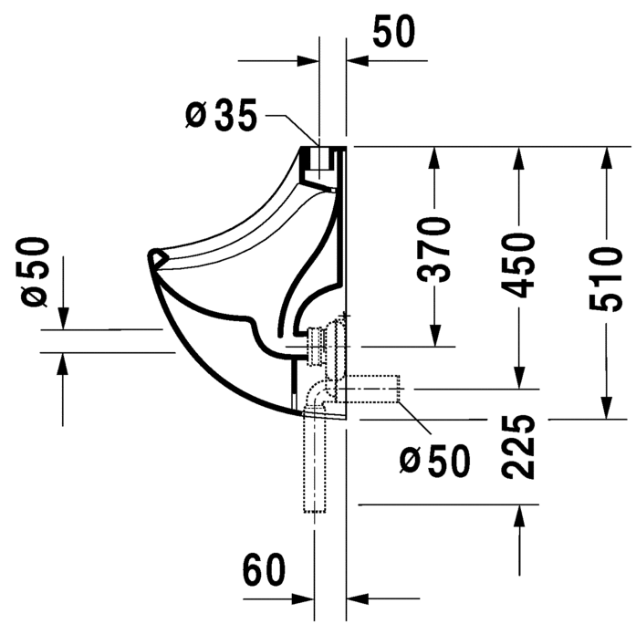 0850350007 Настенный писсуар, уринал с мушкой Duravit  - Вид №2