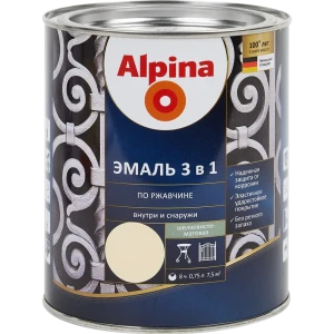 Грунт-эмаль по ржавчине 3 в 1 Alpina полуматовая цвет слоновая кость 0.75 л