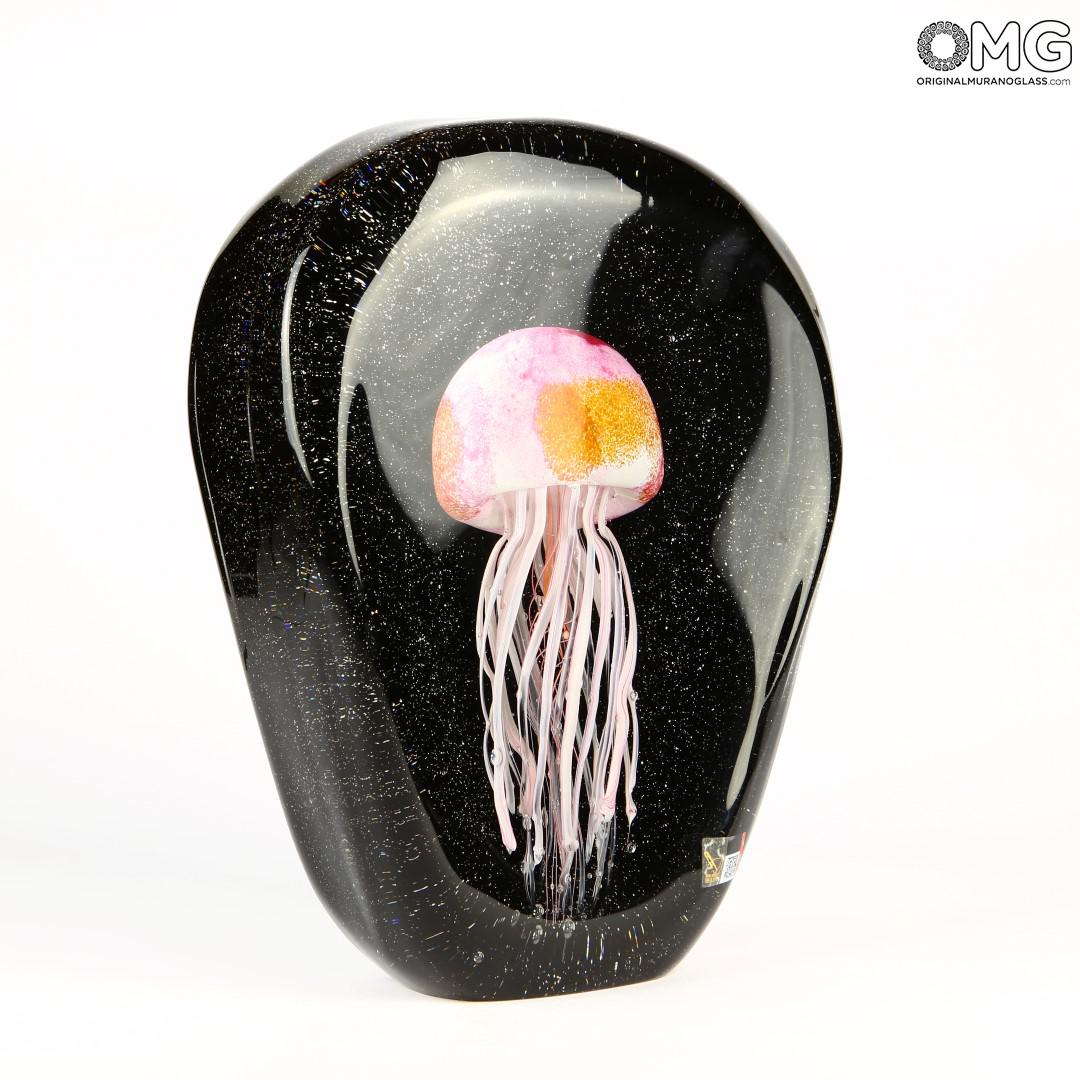 2592 ORIGINALMURANOGLASS Скульптура-лампа LED Розовая медуза - Original Murano Glass OMG 28 см  - Вид №1