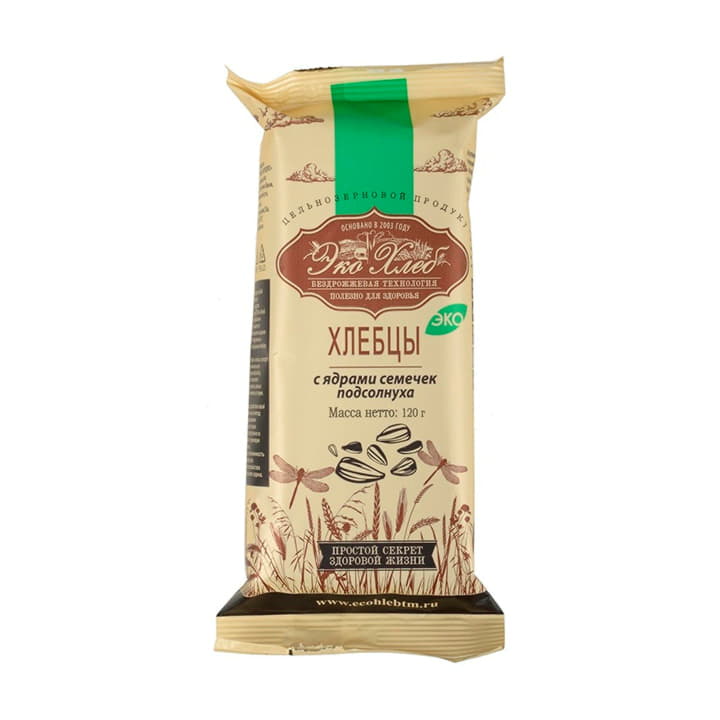 Хлебцы бездрожжевые с семечками полсолнуха Эко Хлеб 120 г Santreyd 13132 - Вид №1