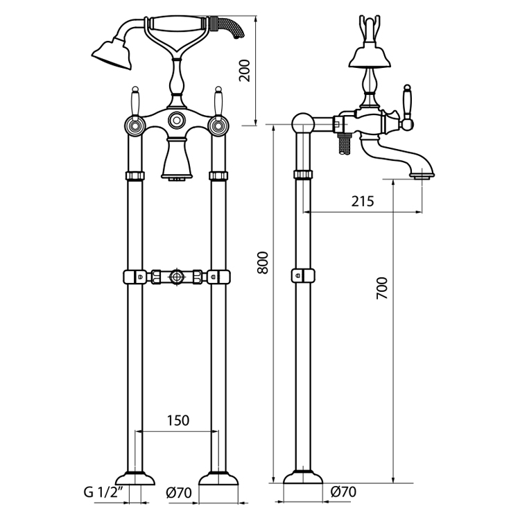 DO720801065 Смеситель для ванны Webert Dorian - Вид №1